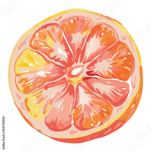 vibrant watercolor grapefruit cut in half, vector illustration
