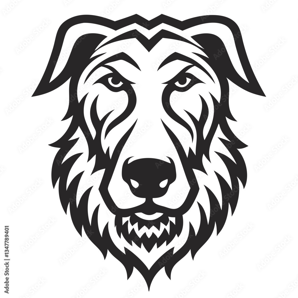 Fototapeta premium a vector image of a bold dog's face, exuding a strong and confident look, with intricate linework vector illustration