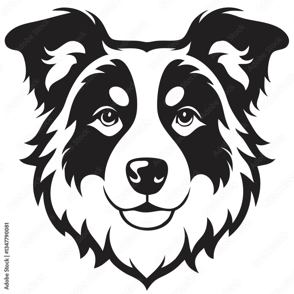 Fototapeta premium a captivating monochrome illustration of a Border Collie, showcasing its distinctive features