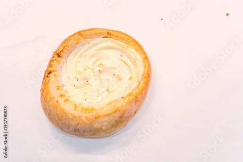 Top View of Traditional Czech Quark Koláč Pastry