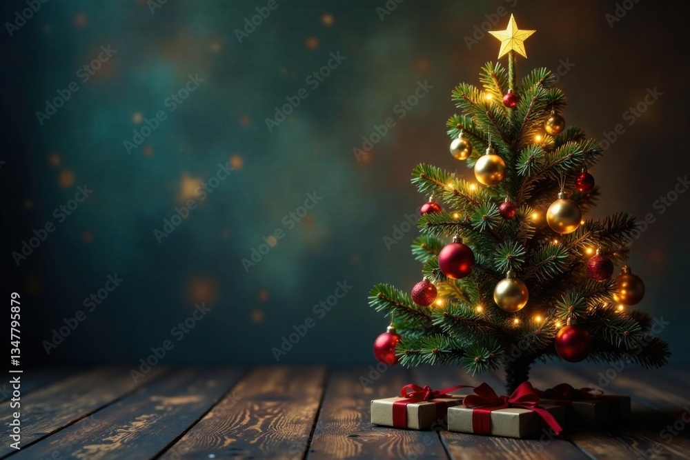 Christmas tree decorated with ornaments, Vector, Christmas Tree Christmas tree decorated with ornaments, Vector, Christmas Tree