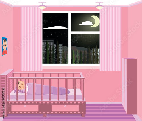 cute baby girl sleeping in bed