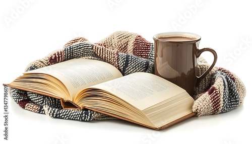 Cozy Autumn Scene with Open Book and Mug of Coffee