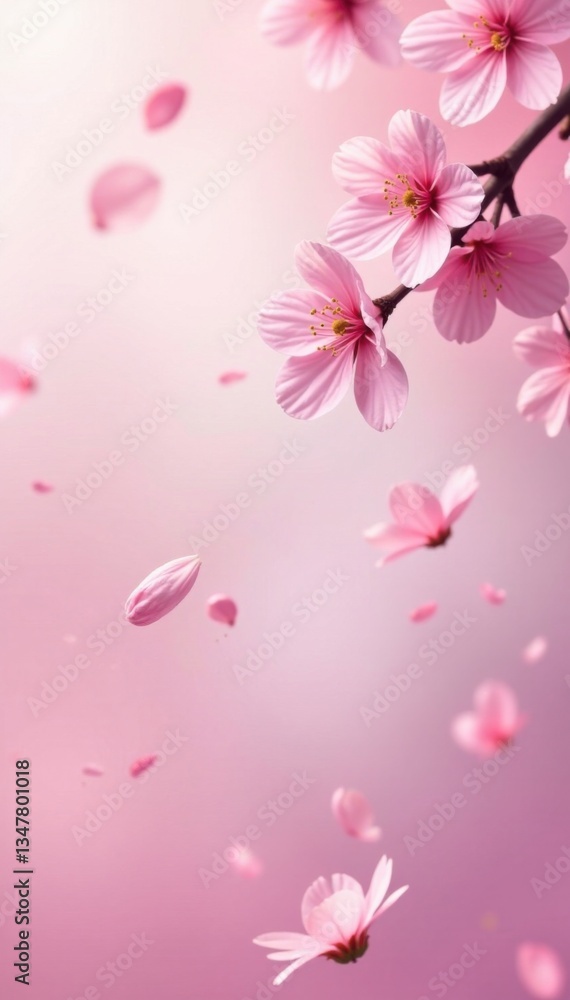 Delicate pink sakura petals float gently in the air amidst a soft pastel background , nature, spring, abstract Delicate pink sakura petals float gently in the air amidst a soft pastel background , nature, spring, abstract