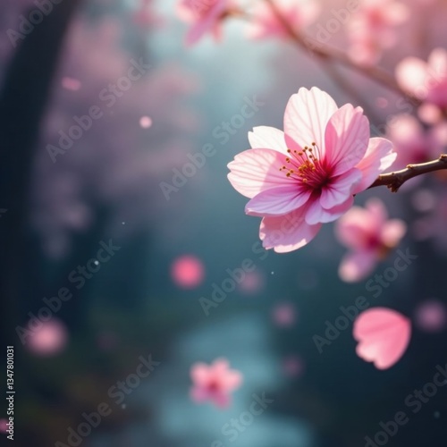 Wallpaper Mural Delicate pink sakura petals float gently in soft focus, gentle, flowers Torontodigital.ca