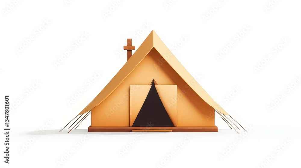 A rustic brown cartoon tent in D style provides a charming outdoor vibe, perfect for adventure illustrations. A rustic brown cartoon tent in D style provides a charming outdoor vibe, perfect for adventure illustrations.