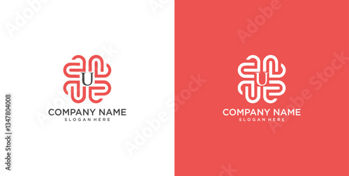Initial U heart logo design. Love icon vector illustration