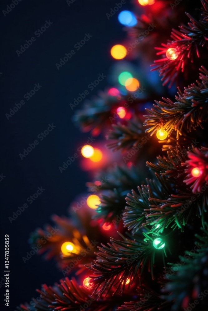 Electric Christmas tree light strings with colorful fairy lights glowing softly on a dark background, festive atmosphere, soft glow, warm light Electric Christmas tree light strings with colorful fairy lights glowing softly on a dark background, festive atmosphere, soft glow, warm light