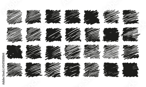 Twenty Eight Variations of Small Shaded Backgrounds. Doodles and Squiggles. Vector Set