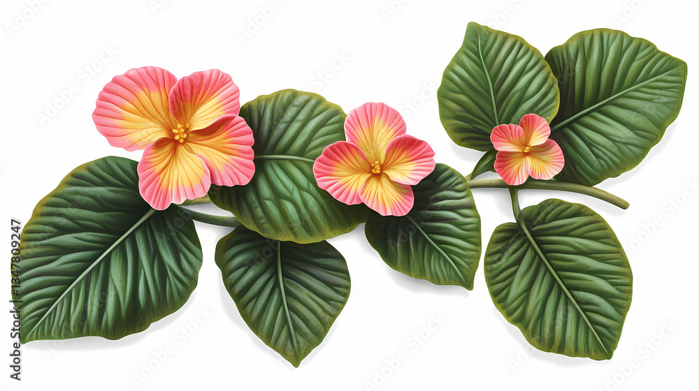 Obraz premium Png primrose flower leaves paper leaf. Primal Luster. Illustration