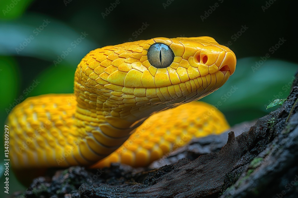 Yellow snake portrait, rainforest, jungle, close-up, wildlife, nature, reptile, photography, background blur, poster Yellow snake portrait, rainforest, jungle, close-up, wildlife, nature, reptile, photography, background blur, poster