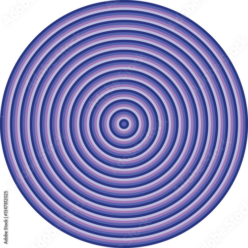 Visual effect created by neon purple circles getting progressively smaller