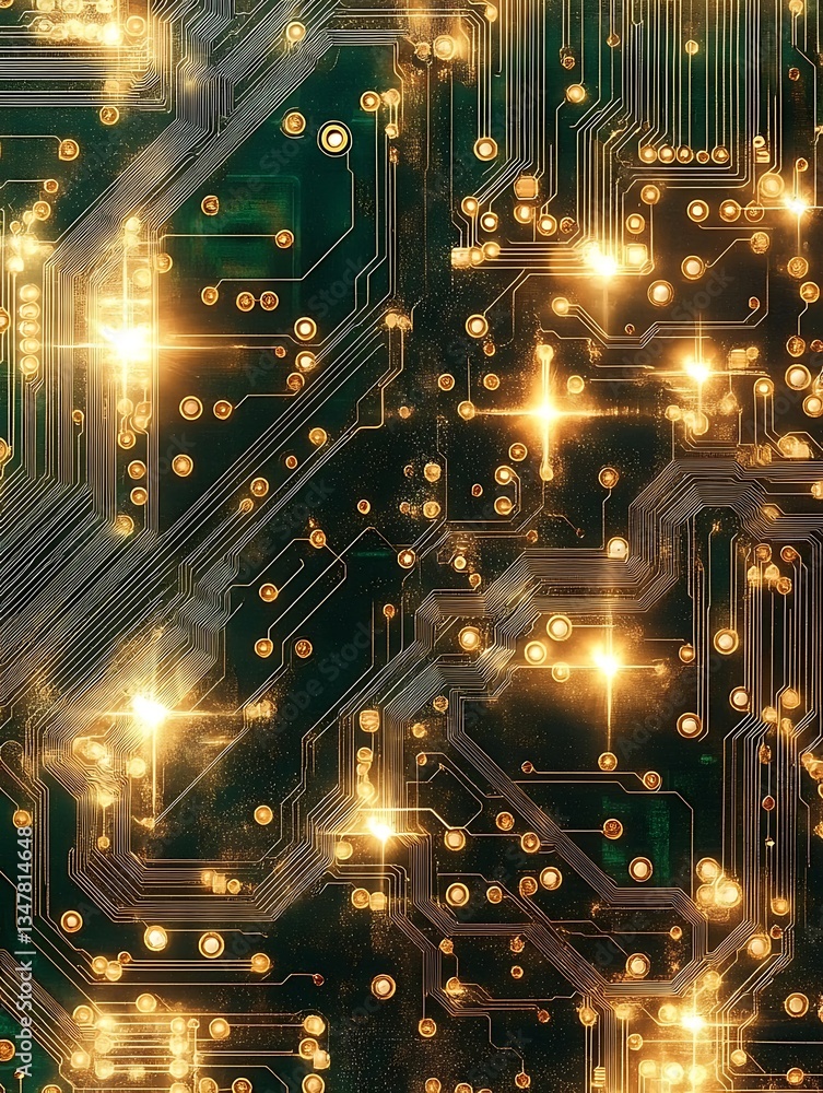 Obraz premium Abstract representation of a glowing circuit board with intricate details