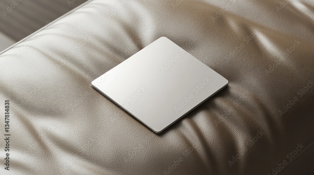 Fototapeta premium Elegant Mockup: Blank Square on Beige Leather