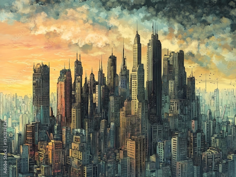 Fototapeta premium Social commentary cityscape