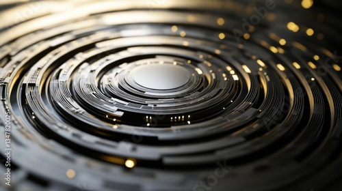 Wallpaper Mural Abstract circular design with metallic textures and glowing elements. Torontodigital.ca