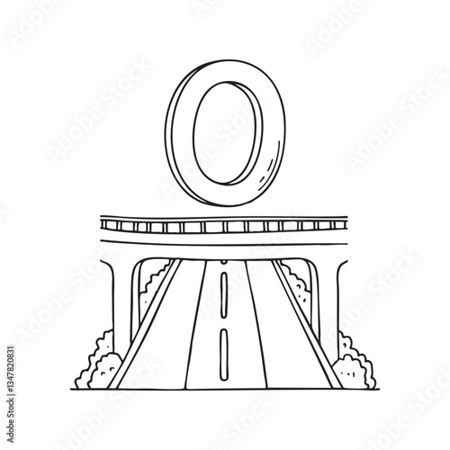 An illustration of letter O stand for Overpass beside it