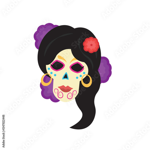 Isolated catrina mexican day death illustration
