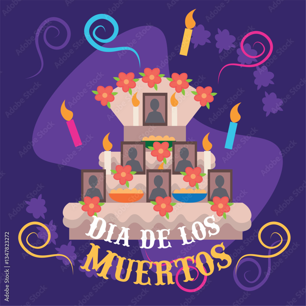 Naklejka premium Traditional altar decorated with flowers and candles. Vector