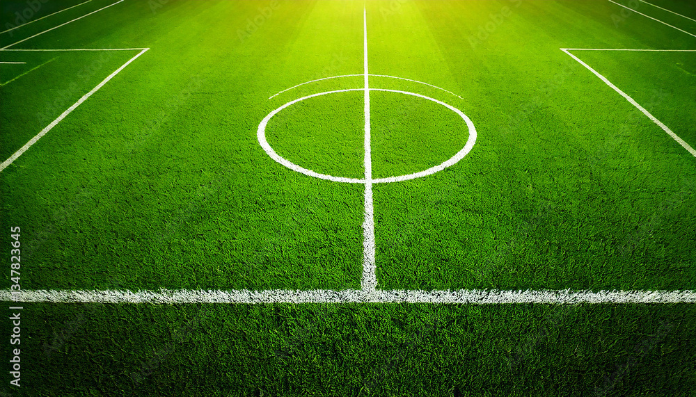 Obraz premium Generated image soccer field, top view, use for wallpaper background; copy space or add text