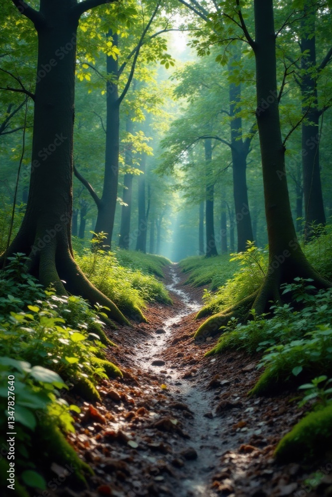 Obraz premium Muddy forest with fallen trees and overgrown vegetation, nature, moss, forest