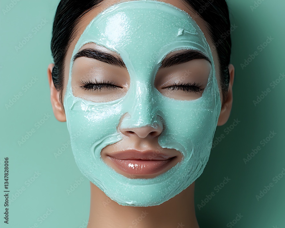 Fototapeta premium Woman relaxing with face mask, spa