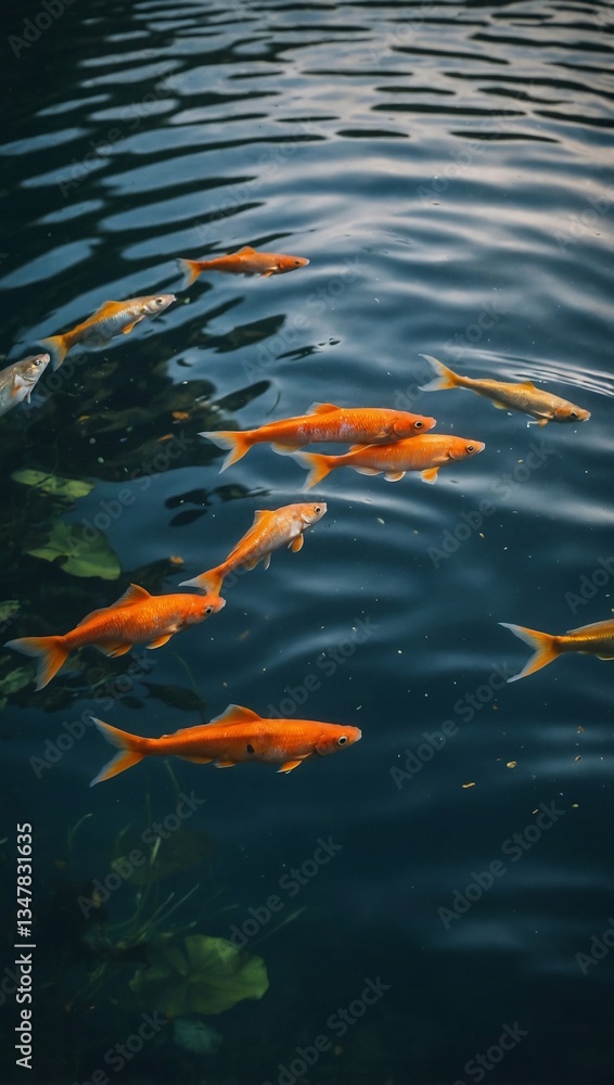 Fish swimming in a pond. Fish swimming in a pond.