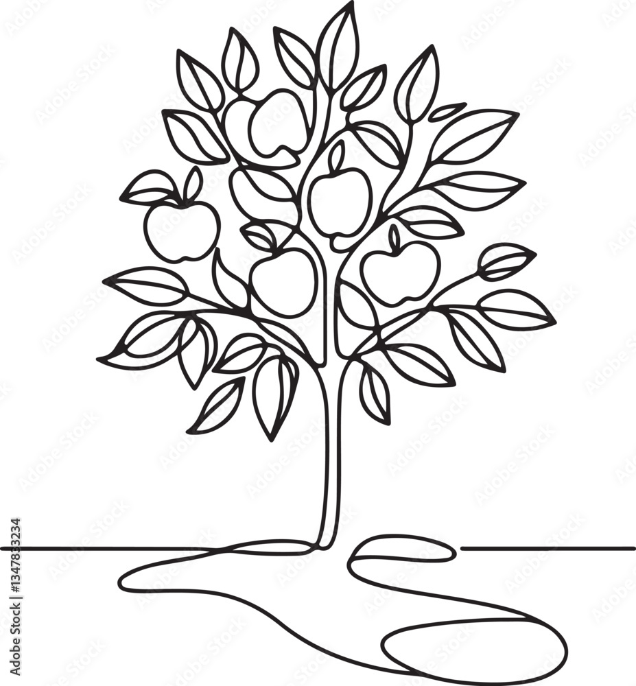Obraz premium Apple Tree Outline – Simple Vector Illustration
