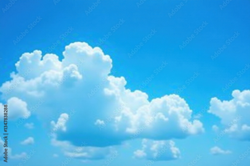 Sky with puffy white clouds against bright blue background, fluffy clouds, sunshine Sky with puffy white clouds against bright blue background, fluffy clouds, sunshine