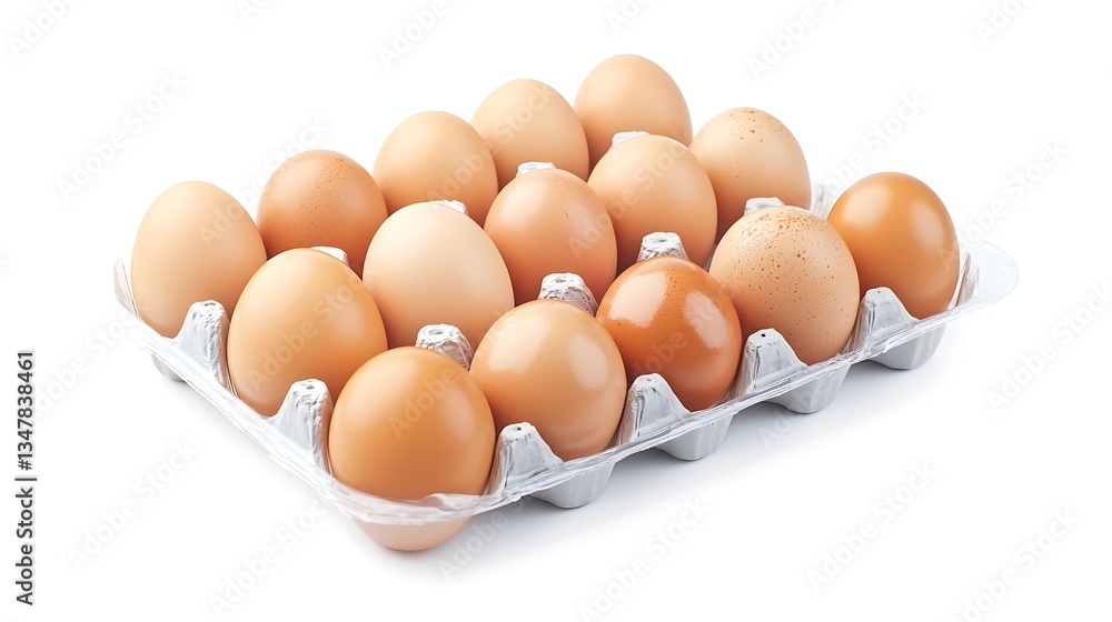 A Dozen Fresh Brown Eggs in a Clear Plastic Carton A Dozen Fresh Brown Eggs in a Clear Plastic Carton