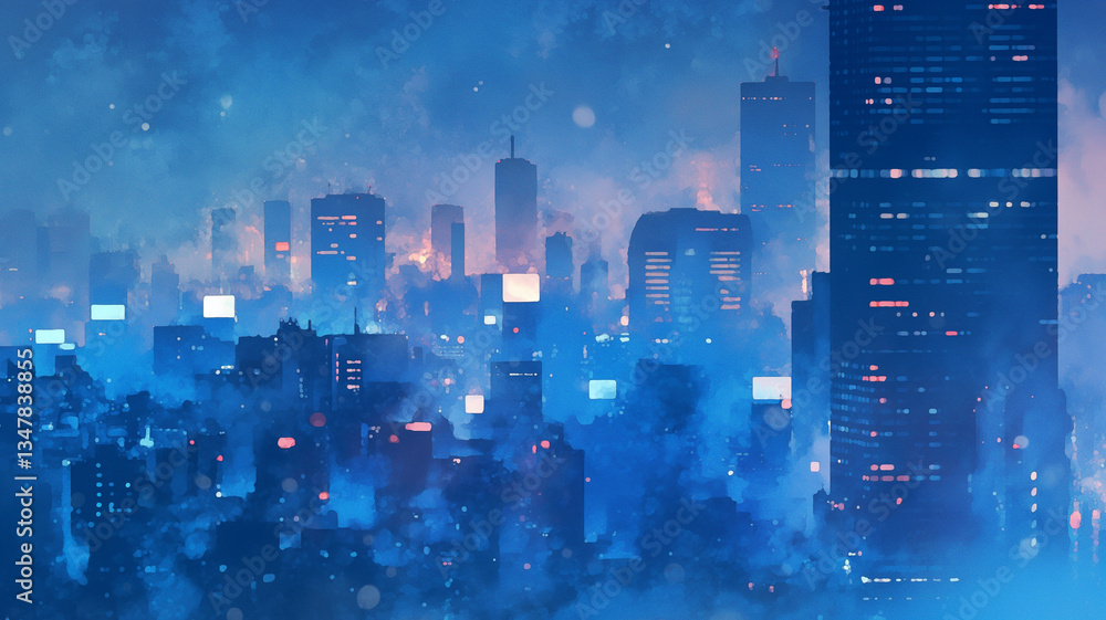 夜の都会風景 未来的な高層ビルが並ぶ幻想的な夜景 ネオンが輝くシティスケープ 近未来の都市の雰囲気を感じるデジタルペイント 。70年代、80年代のシティポップを意識した都市の夜景のアニメ風イラスト, 夜の都会風景 未来的な高層ビルが並ぶ幻想的な夜景 ネオンが輝くシティスケープ 近未来の都市の雰囲気を感じるデジタルペイント 。70年代、80年代のシティポップを意識した都市の夜景のアニメ風イラスト,