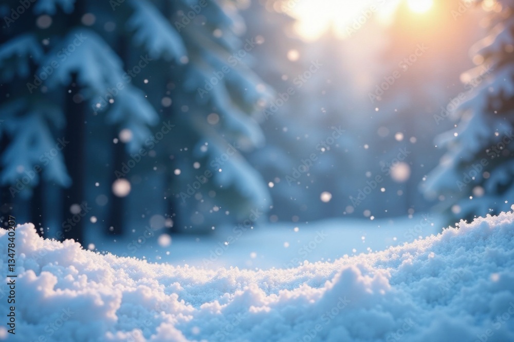 Snowflakes gently fall on a serene winter landscape, background, peaceful, snowflakes Snowflakes gently fall on a serene winter landscape, background, peaceful, snowflakes