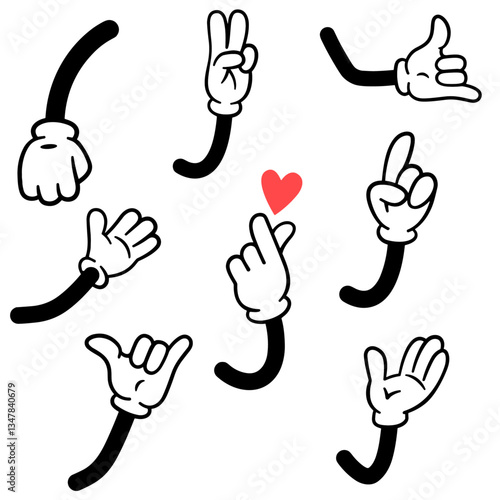 Drawing Sticker Hand Glove Design Cartoon
