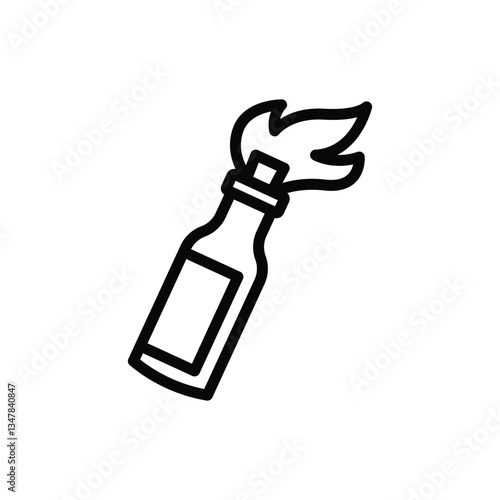 Molotov Cocktail Icon in Outline Style with Bottle and Flame