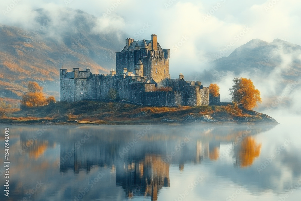 Fototapeta premium A castle is reflected in the water