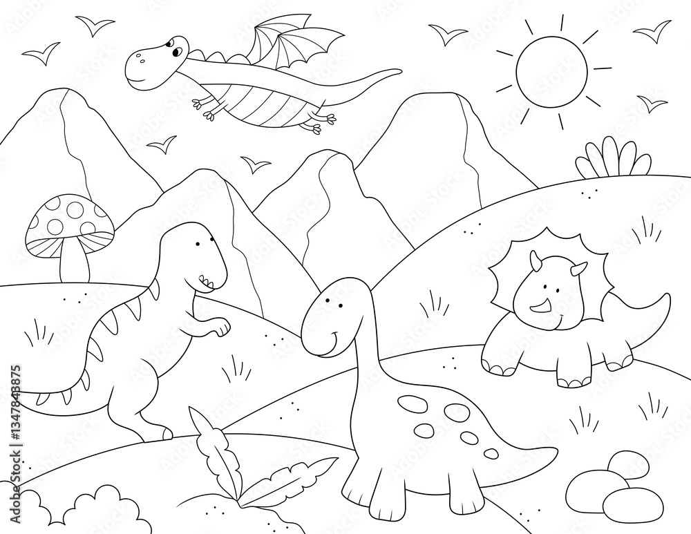 Fototapeta premium dinosaurs coloring page. ready to print on standard 8.5x11 inch paper (letter paper).