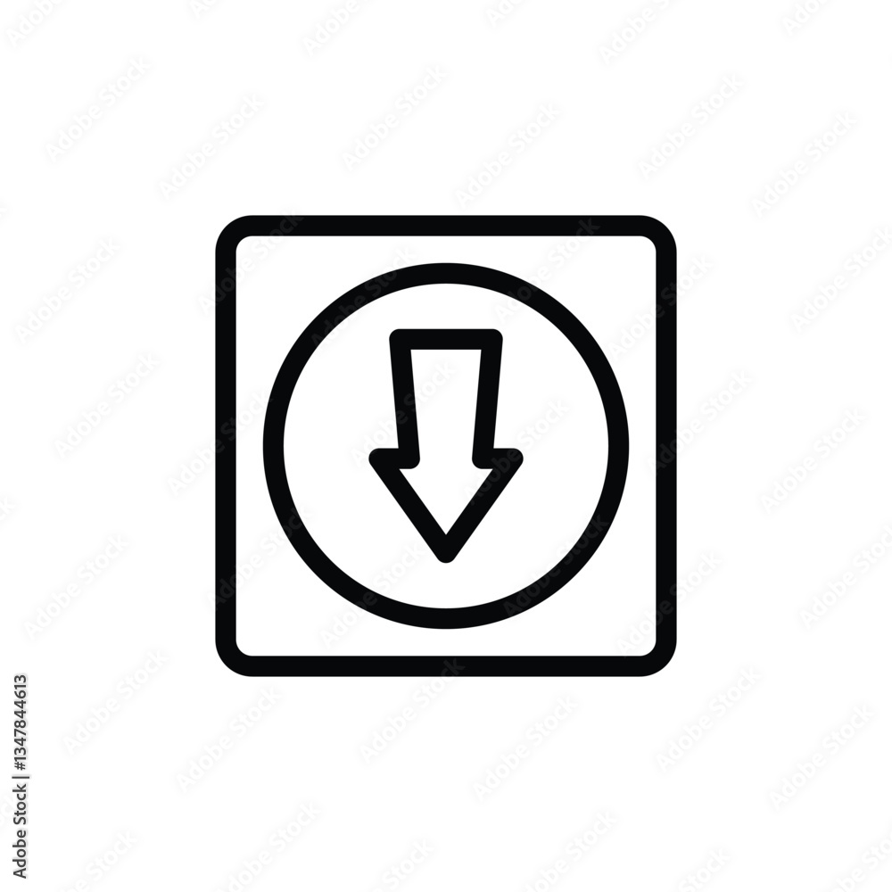 Download Icon with Arrow Inside a Circle in a Square Frame Download Icon with Arrow Inside a Circle in a Square Frame
