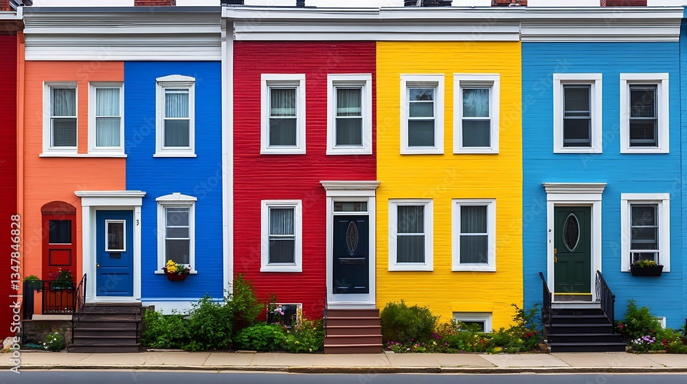 Obraz premium Vibrant Row of Colorful Houses