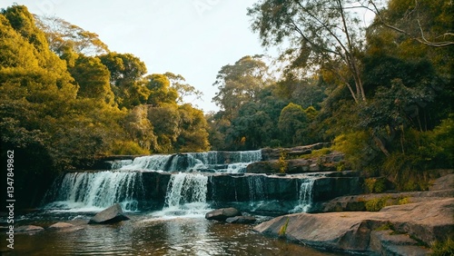 Waterfall with trees around
