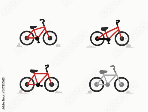 Fahrrad-Icons: Set von vier verschiedenen Fahrradtypen

