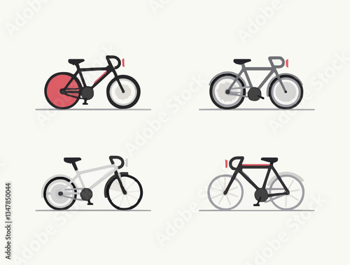 Fahrrad-Icons: Set von vier verschiedenen Fahrradtypen

