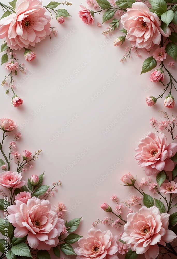 Elegant Floral Frame in pink and green Elegant Floral Frame in pink and green
