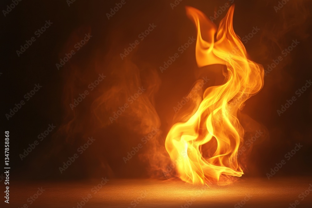 Fototapeta premium The Isolated Flame Burns Bright Against A Dark Background
