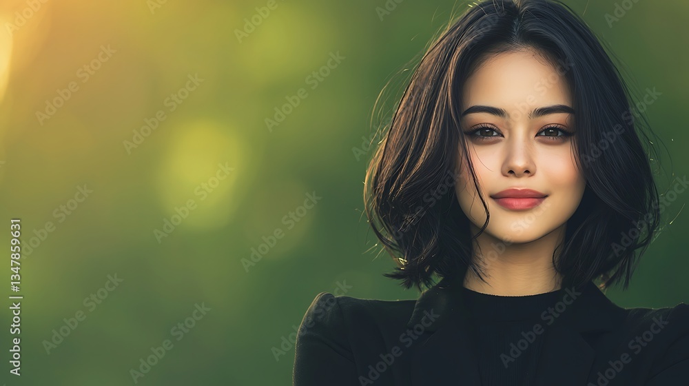 Naklejka premium Woman with short hair outdoors
