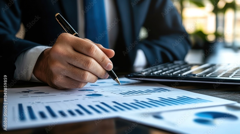 Close-up of a Businessperson Analyzing Financial Data Close-up of a Businessperson Analyzing Financial Data