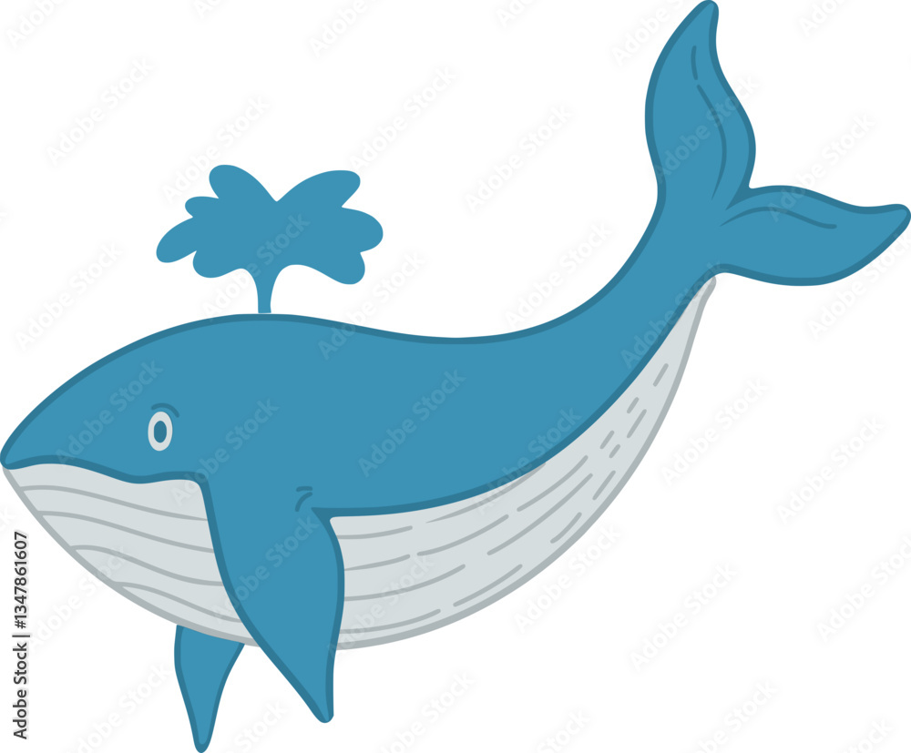 Fototapeta premium Blue Whale Illustration