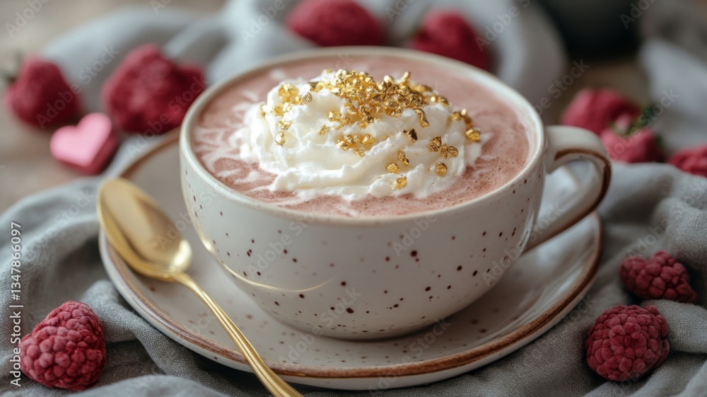 Delicious Hot Chocolate Topped With Whipped Cream And Gold Delicious Hot Chocolate Topped With Whipped Cream And Gold