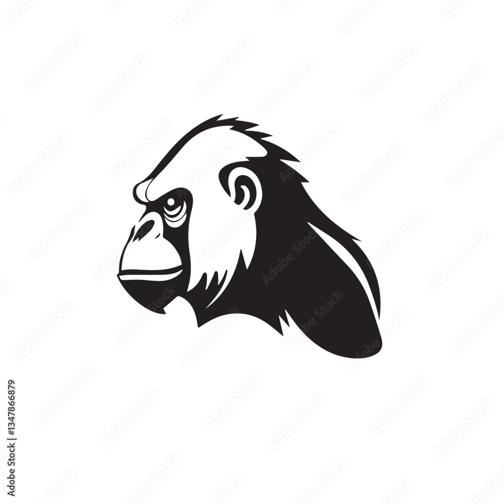 Fototapeta premium Gorilla Head logo. Gorilla head silhouette isolated on white background. Vector illustration.