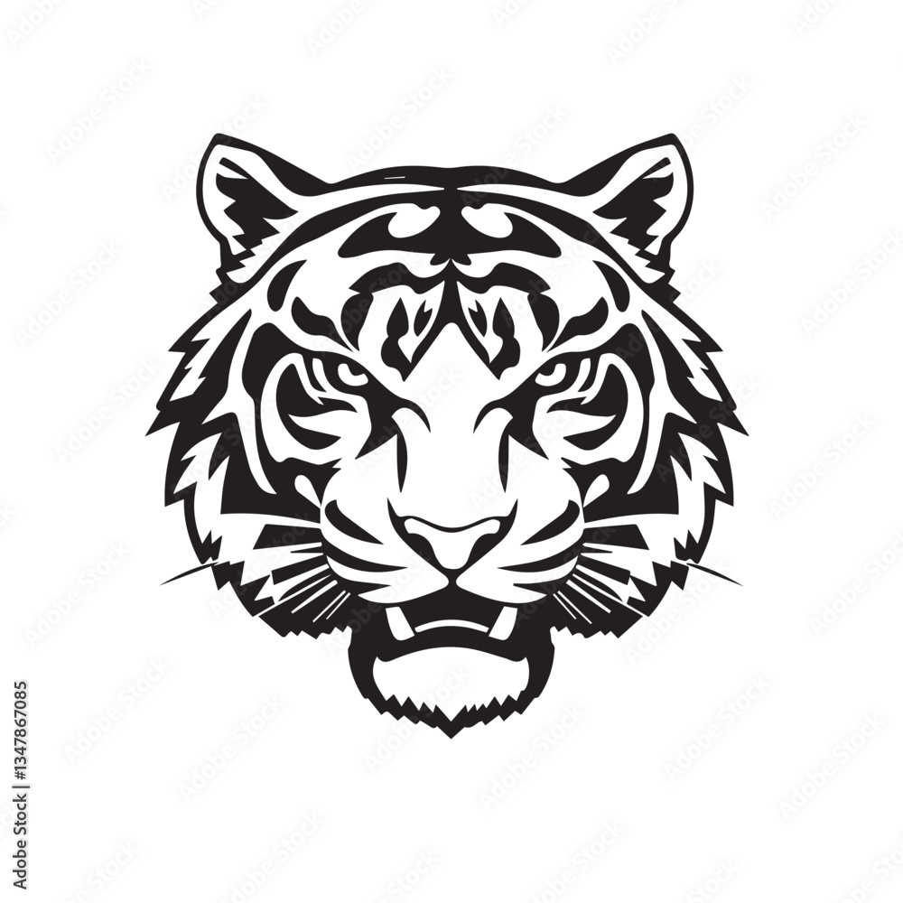 Tiger head silhouette. Tiger logo design. Tiger head isolated on white background. Vector illustration. Tiger head silhouette. Tiger logo design. Tiger head isolated on white background. Vector illustration.