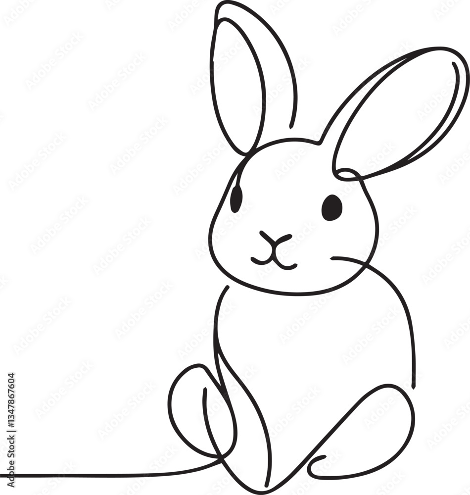 Easter Bunny Line Art black Vector Easter Bunny Line Art black Vector